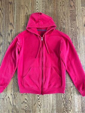 Fruit of the Loom Men's Small Full Zip Logo Sweatshirt Hoodie Jacket Red